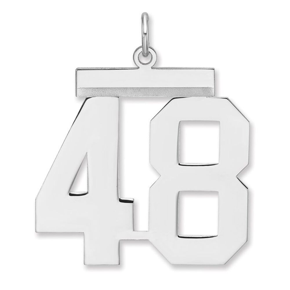 Sterling Silver, Athletic Collection, XL Polished Number 48 Pendant
